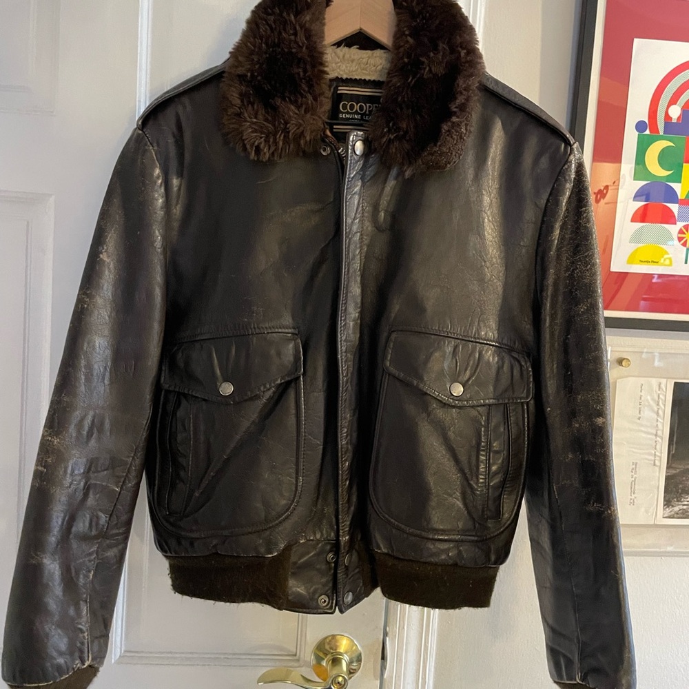Cooper Brown Leather Bomber Jacket